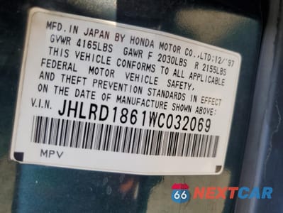 Zdjęcie 13 z 13 samochodu: 1999 HONDA CR-V LX VIN:JHLRD2844XC010900 - miniatura