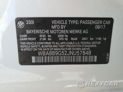 Zdjęcie 14 z 15 samochodu: 2018 BMW 330 I VIN:WBA8B9G52JNU57848 - miniatura