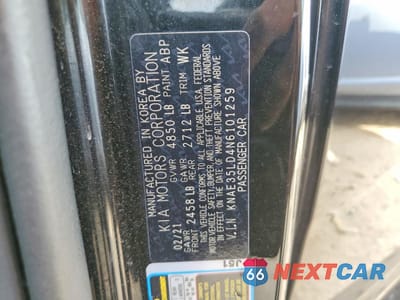 Zdjęcie 13 z 13 samochodu: 2022 KIA STINGER GT LINE VIN:KNAE35LD4N6101259 - miniatura