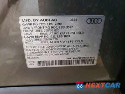 Zdjęcie 13 z 13 samochodu: 2024 AUDI Q8 E-TRON PREMIUM VIN:WA14AAGE5RB064682 - miniatura