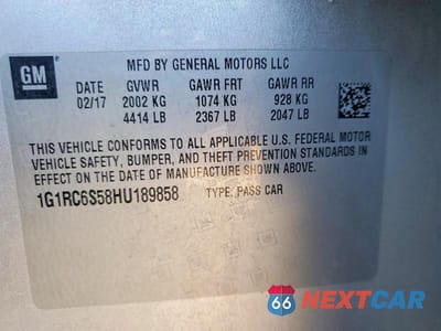 Zdjęcie 12 z 12 samochodu: 2017 CHEVROLET VOLT LT VIN:1G1RC6S58HU189858 - miniatura