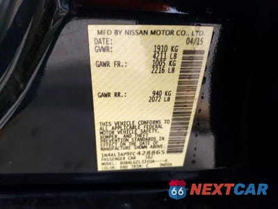 Zdjęcie 12 z 12 samochodu: 2015 NISSAN ALTIMA 2.5 S VIN:1N4AL3AP9FC428865 - miniatura