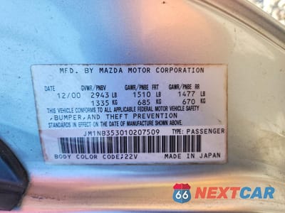 Zdjęcie 12 z 13 samochodu: 2001 MAZDA MX-5 MIATA BASE VIN:JM1NB353010207509 - miniatura