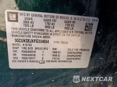 Zdjęcie 12 z 12 samochodu: 2015 CHEVROLET SILVERADO K1500 LTZ VIN:3GCUKSEJXFG334694 - miniatura