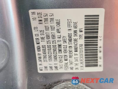 Zdjęcie 13 z 13 samochodu: 2007 HONDA CR-V LX VIN:JHLRE38387C015768 - miniatura