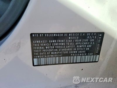 Zdjęcie 12 z 12 samochodu: 2015 VOLKSWAGEN JETTA SE VIN:3VWD07AJ0FM309147 - miniatura