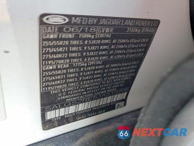 Zdjęcie 13 z 13 samochodu: 2018 LAND ROVER RANGE ROVER SUPERCHARGED VIN:SALGS2RE5JA513705 - miniatura