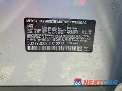 Zdjęcie 14 z 15 samochodu: 2020 BMW X3 SDRIVE30I VIN:5UXTY3C08L9B12212 - miniatura