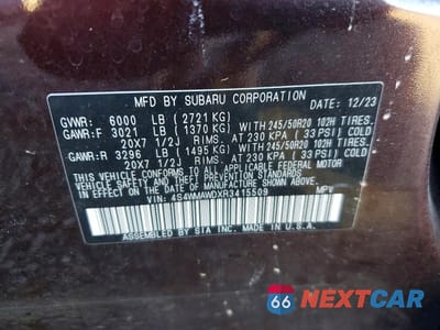 Zdjęcie 13 z 13 samochodu: 2024 SUBARU ASCENT TOURING VIN:4S4WMAWDXR3415509 - miniatura