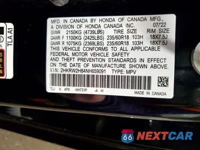 Zdjęcie 14 z 14 samochodu: 2022 HONDA CR-V EXL VIN:2HKRW2H84NH659091 - miniatura