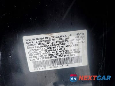 Zdjęcie 14 z 14 samochodu: 2012 HONDA PILOT TOURING VIN:5FNYF4H91CB067658 - miniatura