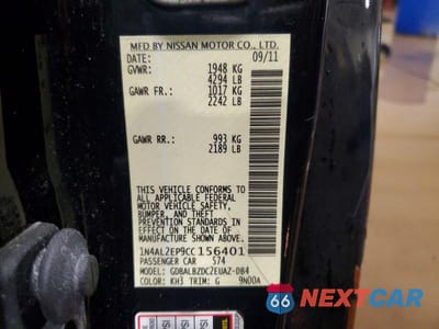 Zdjęcie 13 z 13 samochodu: 2012 NISSAN ALTIMA 2.5 S VIN:1N4AL2EP9CC156401 - miniatura