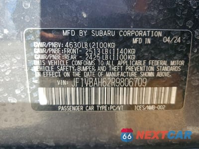 Zdjęcie 12 z 13 samochodu: 2024 SUBARU WRX PREMIUM VIN:JF1VBAH62R9806709 - miniatura