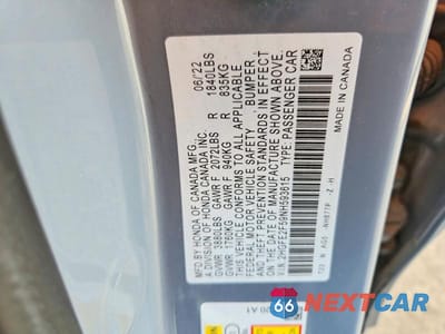 Zdjęcie 12 z 12 samochodu: 2022 HONDA CIVIC SPORT VIN:2HGFE2F59NH593615 - miniatura