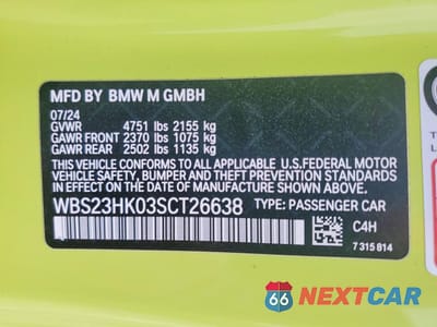 Zdjęcie 13 z 13 samochodu: 2025 BMW M4 COMPETITION VIN:WBS23HK03SCT26638 - miniatura