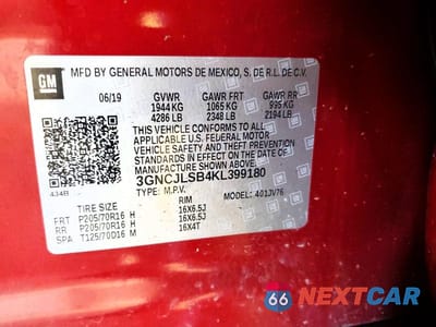 Zdjęcie 13 z 13 samochodu: 2019 CHEVROLET TRAX 1LT VIN:3GNCJLSB4KL399180 - miniatura