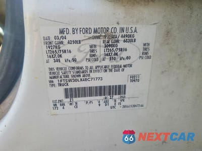 Zdjęcie 13 z 13 samochodu: 2004 FORD F350 SRW SUPER DUTY VIN:1FTSW30LX4EC71773 - miniatura