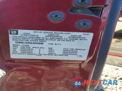 Zdjęcie 13 z 13 samochodu: 2002 CHEVROLET SUBURBAN C1500 VIN:1GNEC16Z62J250906 - miniatura