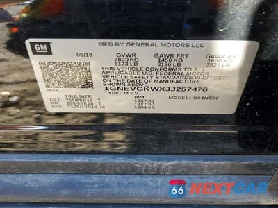 Zdjęcie 13 z 13 samochodu: 2018 CHEVROLET TRAVERSE LT VIN:1GNEVGKWXJJ257476 - miniatura
