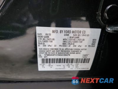 Zdjęcie 13 z 14 samochodu: 2022 FORD EXPLORER LIMITED VIN:1FMSK8FH1NGC09479 - miniatura