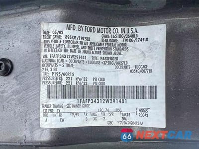 Zdjęcie 7 z 7 samochodu: 2002 FORD FOCUS SE VIN:1FAFP34312W291481 - miniatura