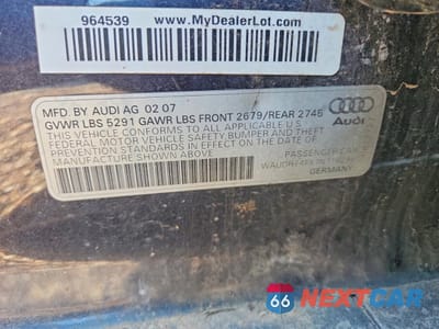 Zdjęcie 12 z 13 samochodu: 2007 AUDI A6 3.2 QUATTRO VIN:WAUDH74FX7N116298 - miniatura