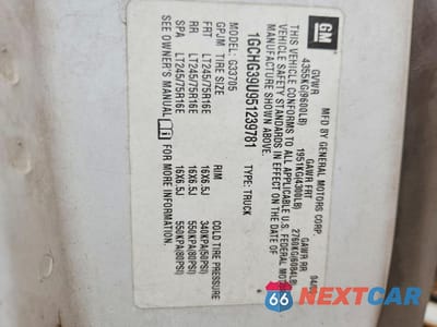 Zdjęcie 13 z 13 samochodu: 2005 CHEVROLET EXPRESS G3500 VIN:1GCHG39U951239781 - miniatura