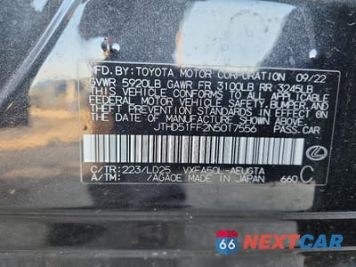 Zdjęcie 12 z 12 samochodu: 2022 LEXUS LS 500 BASE VIN:JTHD51FF2N5017556 - miniatura
