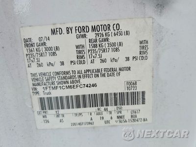 Zdjęcie 12 z 12 samochodu: 2014 FORD F150 VIN:1FTMF1CM6EFC74246 - miniatura