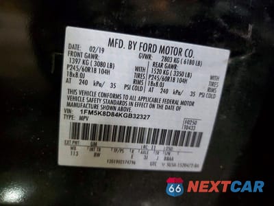 Zdjęcie 14 z 14 samochodu: 2019 FORD EXPLORER XLT VIN:1FM5K8D84KGB32327 - miniatura