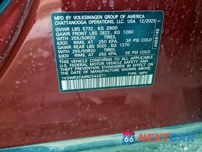 Zdjęcie 12 z 14 samochodu: 2024 VOLKSWAGEN ATLAS SE VIN:1V2WR2CA9RC542871 - miniatura