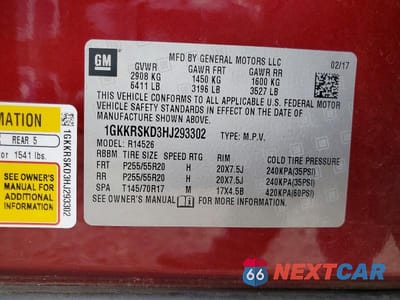 Zdjęcie 13 z 13 samochodu: 2017 GMC ACADIA LIMITED SLT-2 VIN:1GKKRSKD3HJ293302 - miniatura