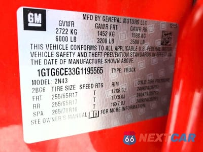 Zdjęcie 12 z 12 samochodu: 2016 GMC CANYON SLE VIN:1GTG6CE33G1195565 - miniatura