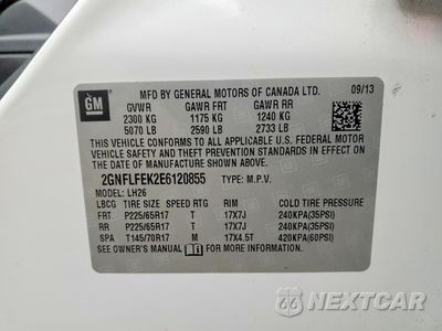 Zdjęcie 14 z 15 samochodu: 2014 CHEVROLET EQUINOX LT VIN:2GNFLFEK2E6120855 - miniatura