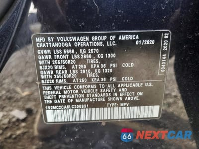 Zdjęcie 13 z 13 samochodu: 2020 VOLKSWAGEN ATLAS CROSS SPORT SEL VIN:1V2MC2CA5LC206831 - miniatura