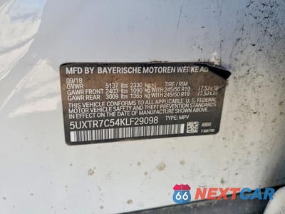 Zdjęcie 13 z 13 samochodu: 2019 BMW X3 SDRIVE30I VIN:5UXTR7C54KLF29098 - miniatura