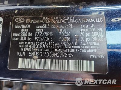 Zdjęcie 13 z 13 samochodu: 2009 HYUNDAI SANTA FE VIN:5NMSG13D39H272855 - miniatura