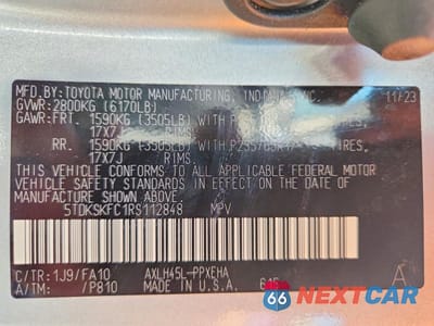 Zdjęcie 14 z 14 samochodu: 2024 TOYOTA SIENNA LE VIN:5TDKSKFC1RS112848 - miniatura