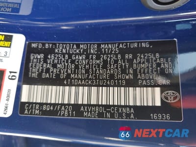 Zdjęcie 12 z 12 samochodu: 2026 TOYOTA CAMRY XSE VIN:4T1DAACK3TU240119 - miniatura