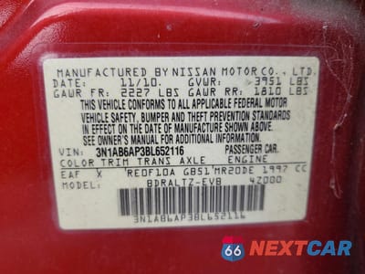 Zdjęcie 12 z 13 samochodu: 2011 NISSAN SENTRA 2.0 VIN:3N1AB6AP3BL652116 - miniatura