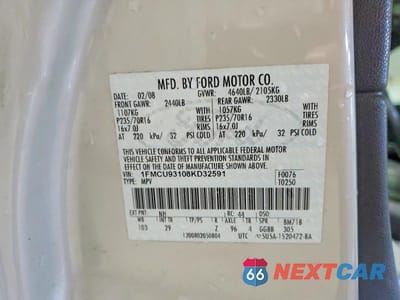 Zdjęcie 13 z 13 samochodu: 2008 FORD ESCAPE XLT VIN:1FMCU93108KD32591 - miniatura