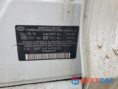 Zdjęcie 12 z 12 samochodu: 2017 HYUNDAI SONATA SE VIN:5NPE24AFXHH506380 - miniatura