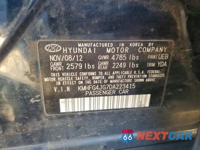 Zdjęcie 12 z 12 samochodu: 2013 HYUNDAI AZERA VIN:KMHFG4JG7DA223415 - miniatura