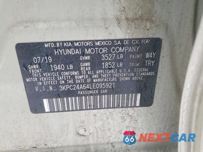 Zdjęcie 12 z 12 samochodu: 2020 HYUNDAI ACCENT SE VIN:3KPC24A64LE095921 - miniatura