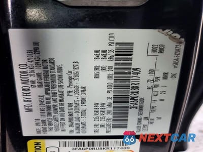 Zdjęcie 12 z 12 samochodu: 2019 FORD FUSION TITANIUM VIN:3FA6P0RU8KR117409 - miniatura