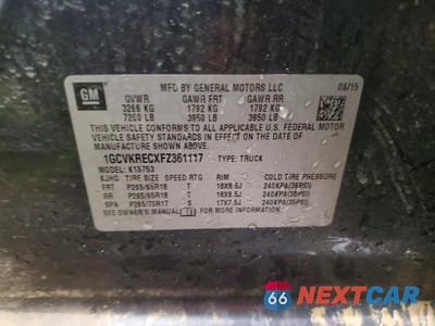 Zdjęcie 12 z 12 samochodu: 2015 CHEVROLET SILVERADO K1500 LT VIN:1GCVKRECXFZ361117 - miniatura