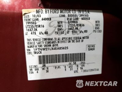 Zdjęcie 12 z 12 samochodu: 2004 FORD F250 SUPER DUTY VIN:1FTNW21LX4EA85625 - miniatura