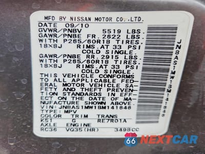Zdjęcie 14 z 15 samochodu: 2011 INFINITI FX35 VIN:JN8AS1MW1BM141646 - miniatura