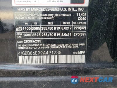 Zdjęcie 13 z 13 samochodu: 2009 MERCEDES-BENZ ML 350 VIN:4JGBB86E99A491238 - miniatura
