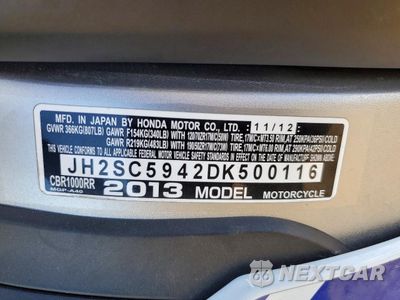 Zdjęcie 9 z 9 samochodu: 2013 HONDA CBR1000 RR-ABS VIN:JH2SC5942DK500116 - miniatura